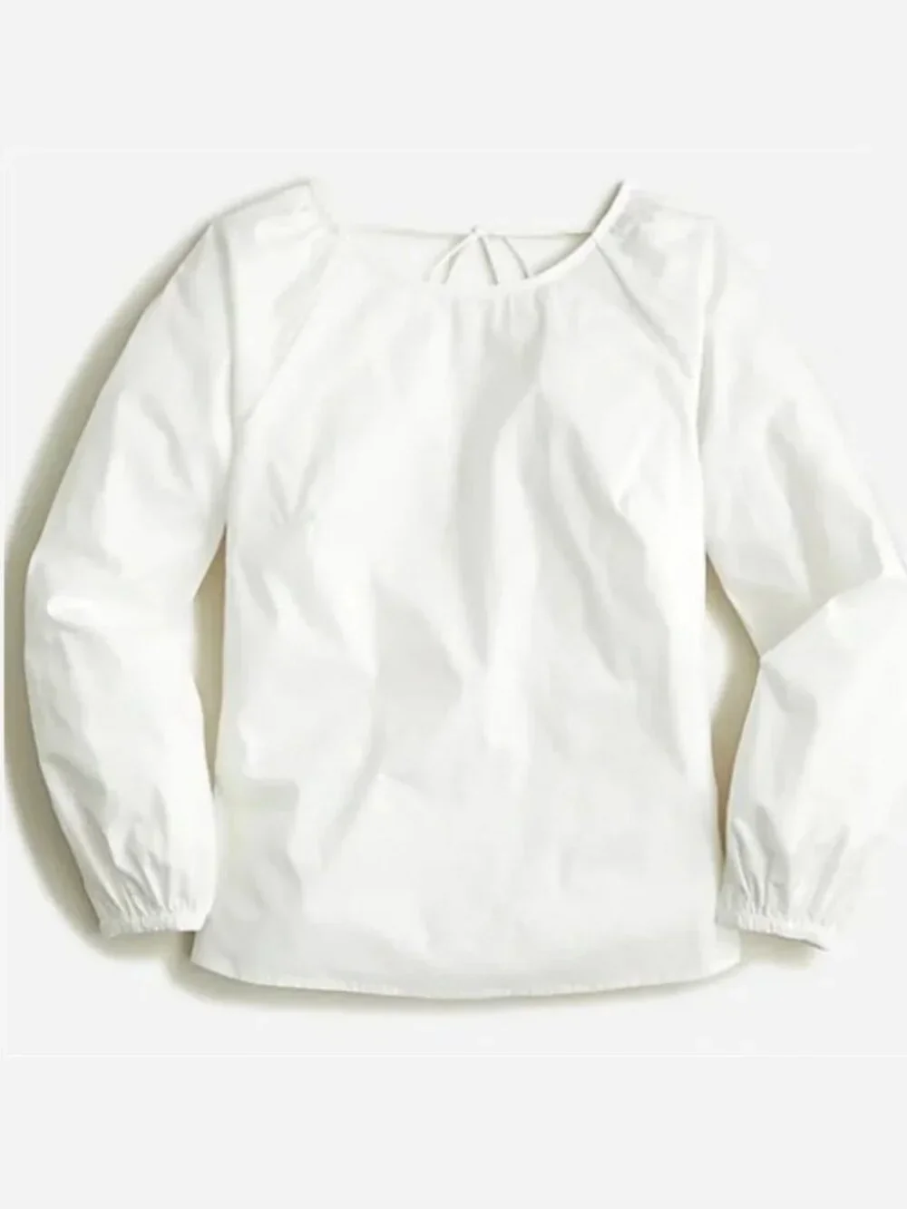 J. Crew Tie-Back Top in Stretch Organic Cotton Poplin Blend White 8 #A3013